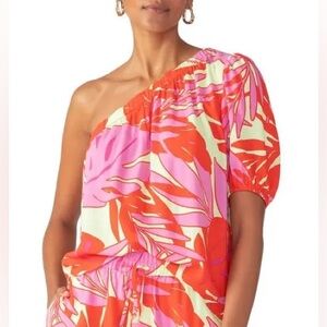 NWT Sanctuary Tropical Vibrant Floral One Shoulder Top
